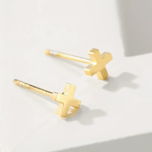 58:DAYS - Studs örhängen, kryss, Guld