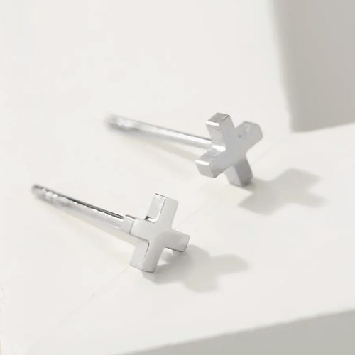 58:DAYS - Studs örhängen, kryss, Silver
