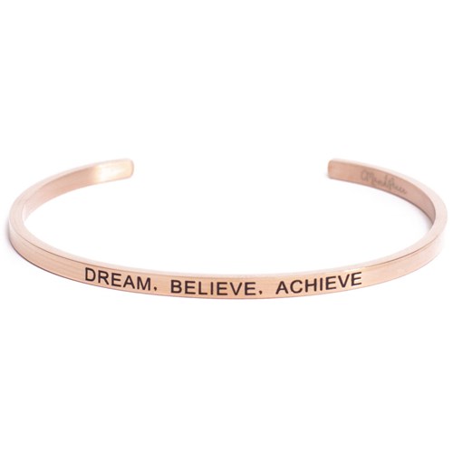 Armband med budskap - Cuff, Rosé, Dream Believe Achieve