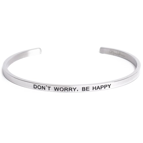 Armband med budskap - Cuff, Silver, Don?t Worry Be Happy