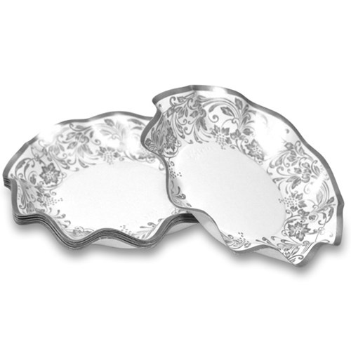 Engångsartiklar till fest - Noblesse, silver, Halvdjupa dessert- och cocktailtallrikar