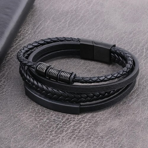 58:DAYS - Läderarmband, svarta detaljer, Medium