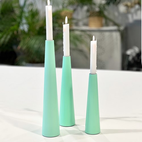 Ljusstake i trä, mintgrön, Brook green 28cm