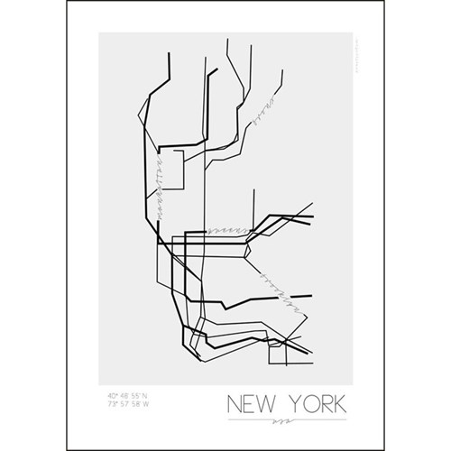 Poster - Tunnelbanor i olika städer, New York