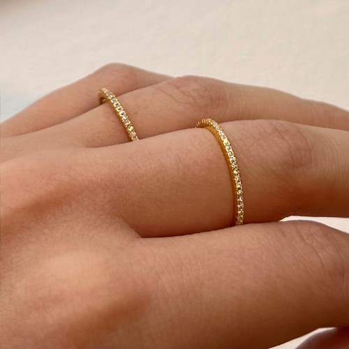 58:DAYS - Ring med små stenar, guld, Large