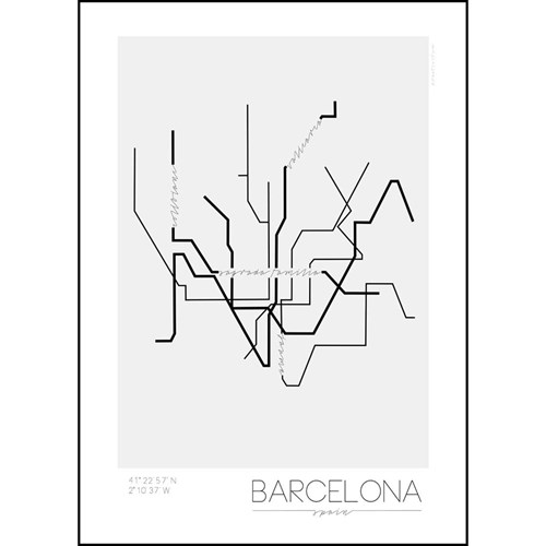 Poster - Tunnelbanor i olika städer, Barcelona