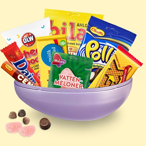 Påskägg med godis & snacks - Helgmys, Lila