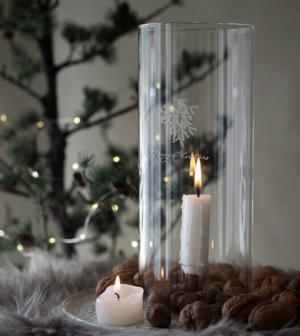 Ljuslykta Merry Christmas (för stakljus) - Majas lyktor/ Barncancerfonden