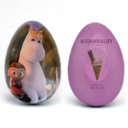 Mumin - Plåt påskägg, 300g godis, Lila